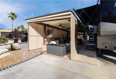 Site 246 has the perfect Sun Rise, water and Golf Views.  Patio on Rancho California RV Resort in California - for sale on GolfHomes.com, golf home, golf lot
