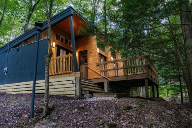 Amid towering hemlocks, this modern cabin reveals the quiet on Hide-A-Way Hills Golf Club in Ohio - for sale on GolfHomes.com, golf home, golf lot