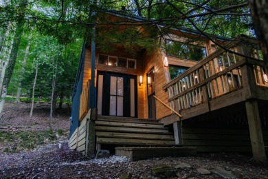 Amid towering hemlocks, this modern cabin reveals the quiet on Hide-A-Way Hills Golf Club in Ohio - for sale on GolfHomes.com, golf home, golf lot