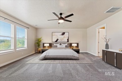 A covered entrance and dramatic vaulted foyer with natural light on Boise Ranch Golf Course, Inc. in Idaho - for sale on GolfHomes.com, golf home, golf lot