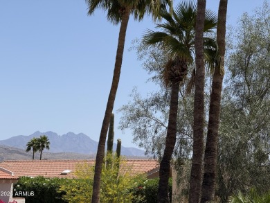 Fabulous mountain views on the side courtyard of this home on Rio Verde Country Club - Quail Run in Arizona - for sale on GolfHomes.com, golf home, golf lot