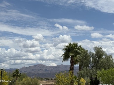 Fabulous mountain views on the side courtyard of this home on Rio Verde Country Club - Quail Run in Arizona - for sale on GolfHomes.com, golf home, golf lot