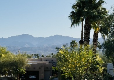 Fabulous mountain views on the side courtyard of this home on Rio Verde Country Club - Quail Run in Arizona - for sale on GolfHomes.com, golf home, golf lot
