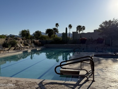 Fabulous mountain views on the side courtyard of this home on Rio Verde Country Club - Quail Run in Arizona - for sale on GolfHomes.com, golf home, golf lot