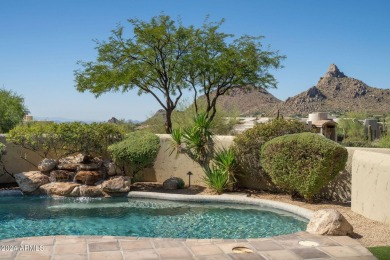 Resort-style living with sweeping Pinnacle Peak, sunset & city on Troon Country Club in Arizona - for sale on GolfHomes.com, golf home, golf lot