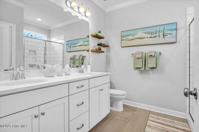 This two-story coastal craftsman style house is a rare on Beau Rivage Golf and Resort in North Carolina - for sale on GolfHomes.com, golf home, golf lot