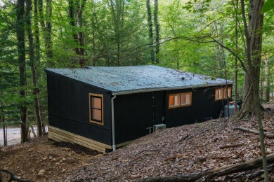 Amid towering hemlocks, this modern cabin reveals the quiet on Hide-A-Way Hills Golf Club in Ohio - for sale on GolfHomes.com, golf home, golf lot