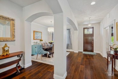 This stunning, custom-built home features both a primary and on Hunters Point Golf Club in Idaho - for sale on GolfHomes.com, golf home, golf lot