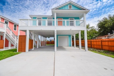 The home is elevated on pilings to allow for covered parking and on Rockport Country Club in Texas - for sale on GolfHomes.com, golf home, golf lot