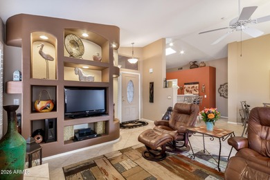 Impeccably maintained 2-bedroom, 2-bathroom Doral model home on Tuscany Falls At Pebble Creek in Arizona - for sale on GolfHomes.com, golf home, golf lot