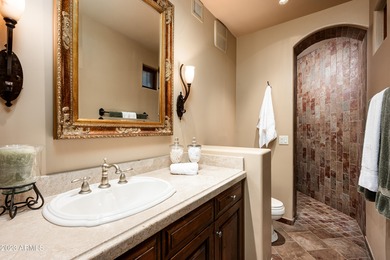 Masterfully crafted concrete custom home with timeless Old World on Desert Mountain Club - Apache Golf Course in Arizona - for sale on GolfHomes.com, golf home, golf lot