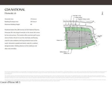 HOMESITE #26 AT CDA NATIONAL RESERVE. Positioned above the 18th on CDA National Golf Course in Idaho - for sale on GolfHomes.com, golf home, golf lot