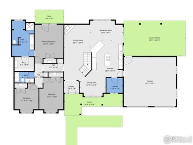 Sprawling brick ranch in the highly coveted Hawkstone on Eaton Country Club in Colorado - for sale on GolfHomes.com, golf home, golf lot