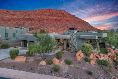 Stunning views and walls of glass bring the red rocks and on Entrada at Snow Canyon in Utah - for sale on GolfHomes.com, golf home, golf lot