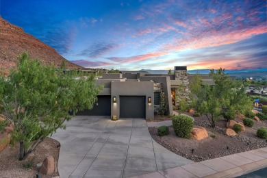 Stunning views and walls of glass bring the red rocks and on Entrada at Snow Canyon in Utah - for sale on GolfHomes.com, golf home, golf lot