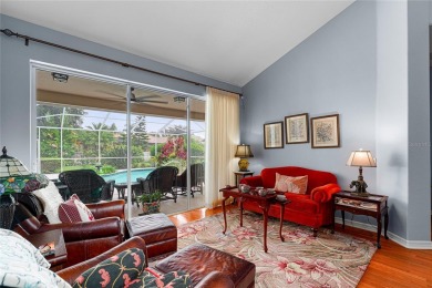 Discover a remarkable 4-bedroom, 3-bathroom pool home in the on Hunters Green Country Club in Florida - for sale on GolfHomes.com, golf home, golf lot