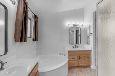 This beautiful home blends modern upgrades with resort-style on Tuscany Falls At Pebble Creek in Arizona - for sale on GolfHomes.com, golf home, golf lot