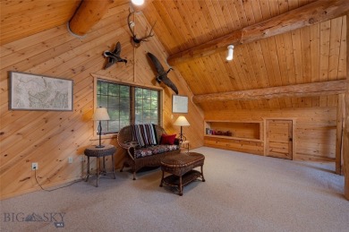 This charming log home, nestled in the trees and perched above on Big Sky of Montana Golf Course in Montana - for sale on GolfHomes.com, golf home, golf lot