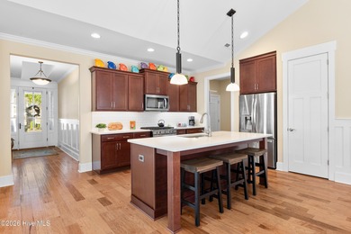 Discover this beautiful, low-maintenance patio home by Hagood on Compass Pointe Golf Course in North Carolina - for sale on GolfHomes.com, golf home, golf lot