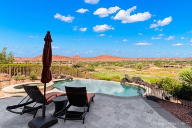 This gorgeous Entrada home sits above hole #13 of the golf on Entrada at Snow Canyon in Utah - for sale on GolfHomes.com, golf home, golf lot