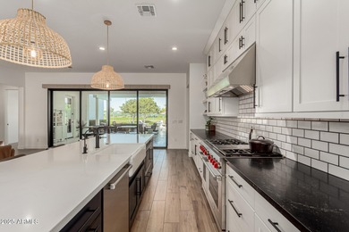 The modern Farmhouse ''St Helena'' model next to the Clubhouse on Sterling Grove Golf & Country Club in Arizona - for sale on GolfHomes.com, golf home, golf lot