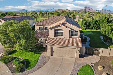 With breathtaking golf course, Red Mtn, and city light views on Red Mountain Ranch Country Club in Arizona - for sale on GolfHomes.com, golf home, golf lot