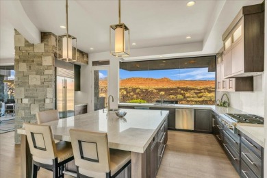 This Entrada home has breathtaking 180-degree views of red rock on Entrada at Snow Canyon in Utah - for sale on GolfHomes.com, golf home, golf lot