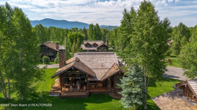 Luxury Golf  Tennis cabin overlooking open space with Cottonwood on Jackson Hole Golf and Tennis Club in Wyoming - for sale on GolfHomes.com, golf home, golf lot