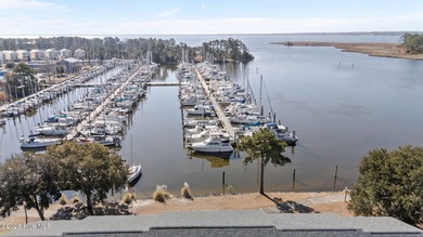 Enjoy stunning waterfront views from this charming 1 bedroom on Harbour Point Golf Club in North Carolina - for sale on GolfHomes.com, golf home, golf lot