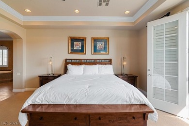 Enjoy sweeping mountain and golf course views that capture the on Reflection Bay Golf Club in Nevada - for sale on GolfHomes.com, golf home, golf lot