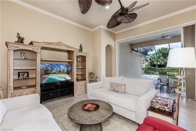 Enjoy golf & pond views from your paver lanai w/pool & spa in on The Club At Grandezza in Florida - for sale on GolfHomes.com, golf home, golf lot