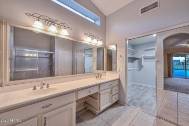 Live your best 55+ lifestyle in this secure, gated on Tuscany Falls At Pebble Creek in Arizona - for sale on GolfHomes.com, golf home, golf lot