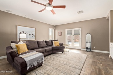 Situated on a. corner lot across from the 13th hole of Seville on Seville Golf and Country Club in Arizona - for sale on GolfHomes.com, golf home, golf lot