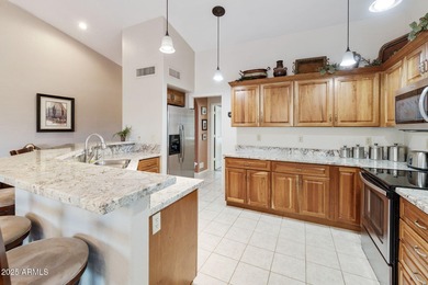 Significantly altered 3BR, 2BA Solano model on the walking path on Oakwood Golf Club  in Arizona - for sale on GolfHomes.com, golf home, golf lot