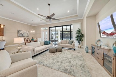 Open-concept waterfront single-family home in #1 Miromar Lakes on Miromar Lakes Golf Club in Florida - for sale on GolfHomes.com, golf home, golf lot