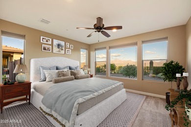 Set on an elevated premium lot capturing sweeping views of Four on Vista Verde Golf Course in Arizona - for sale on GolfHomes.com, golf home, golf lot