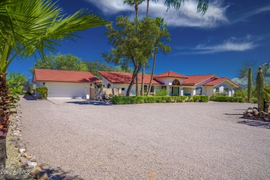 Elegant custom mid-century spanish style home on just over 3.5 on Wickenburg Country Club in Arizona - for sale on GolfHomes.com, golf home, golf lot