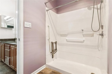 1st Floor Primary Bedroom Suite w/ Quartz & Low-Step Shower on Kiln Creek Golf and Country Club in Virginia - for sale on GolfHomes.com, golf home, golf lot
