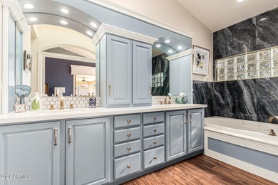 Stunning panoramic water & golf views highlight this beautifully on Oakwood Golf Club  in Arizona - for sale on GolfHomes.com, golf home, golf lot