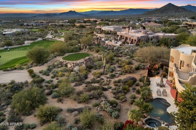 Positioned along the 14th hole tee box within the guard-gated on Troon North Golf Club  in Arizona - for sale on GolfHomes.com, golf home, golf lot