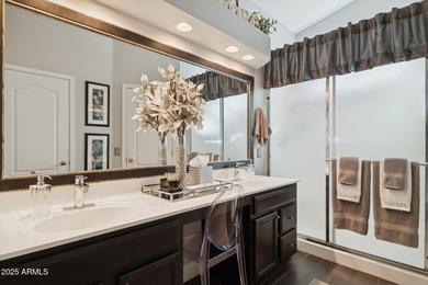 SPECTACULAR VIEWS! Immaculate Topaz model w/sparkling oasis pool on Tuscany Falls At Pebble Creek in Arizona - for sale on GolfHomes.com, golf home, golf lot