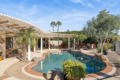 SPECTACULAR VIEWS! Immaculate Topaz model w/sparkling oasis pool on Tuscany Falls At Pebble Creek in Arizona - for sale on GolfHomes.com, golf home, golf lot