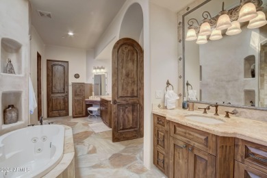 This high-quality custom home with sunset views in guard-gated on Mirabel Golf Club in Arizona - for sale on GolfHomes.com, golf home, golf lot