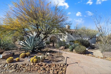 Welcome to this exquisite Santa Barbara style home located in on Troon Country Club in Arizona - for sale on GolfHomes.com, golf home, golf lot