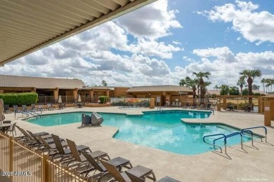 Great curb appeal to this partially furnished split floorplan 2 on Fountain of the Sun Country Club in Arizona - for sale on GolfHomes.com, golf home, golf lot