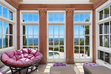 Indulge in elegant coastal living at this opulent ocean-view on Pelican Hill Golf Club in California - for sale on GolfHomes.com, golf home, golf lot