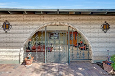 The Brick Driveway Welcomes You To An Enclosed Courtyard on Sun City Lakes West and East in Arizona - for sale on GolfHomes.com, golf home, golf lot