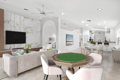 Lakefront single family home nestled amongst vibrant flowering on Westchester Golf and Country Club in Florida - for sale on GolfHomes.com, golf home, golf lot