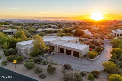 Resort-style living with sweeping Pinnacle Peak, sunset & city on Troon Country Club in Arizona - for sale on GolfHomes.com, golf home, golf lot