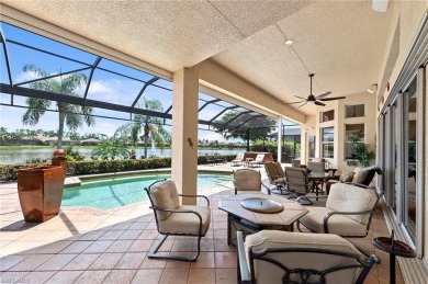 This sought-after Aragon model sits on a premium lakefront lot on Estero Country Club in Florida - for sale on GolfHomes.com, golf home, golf lot